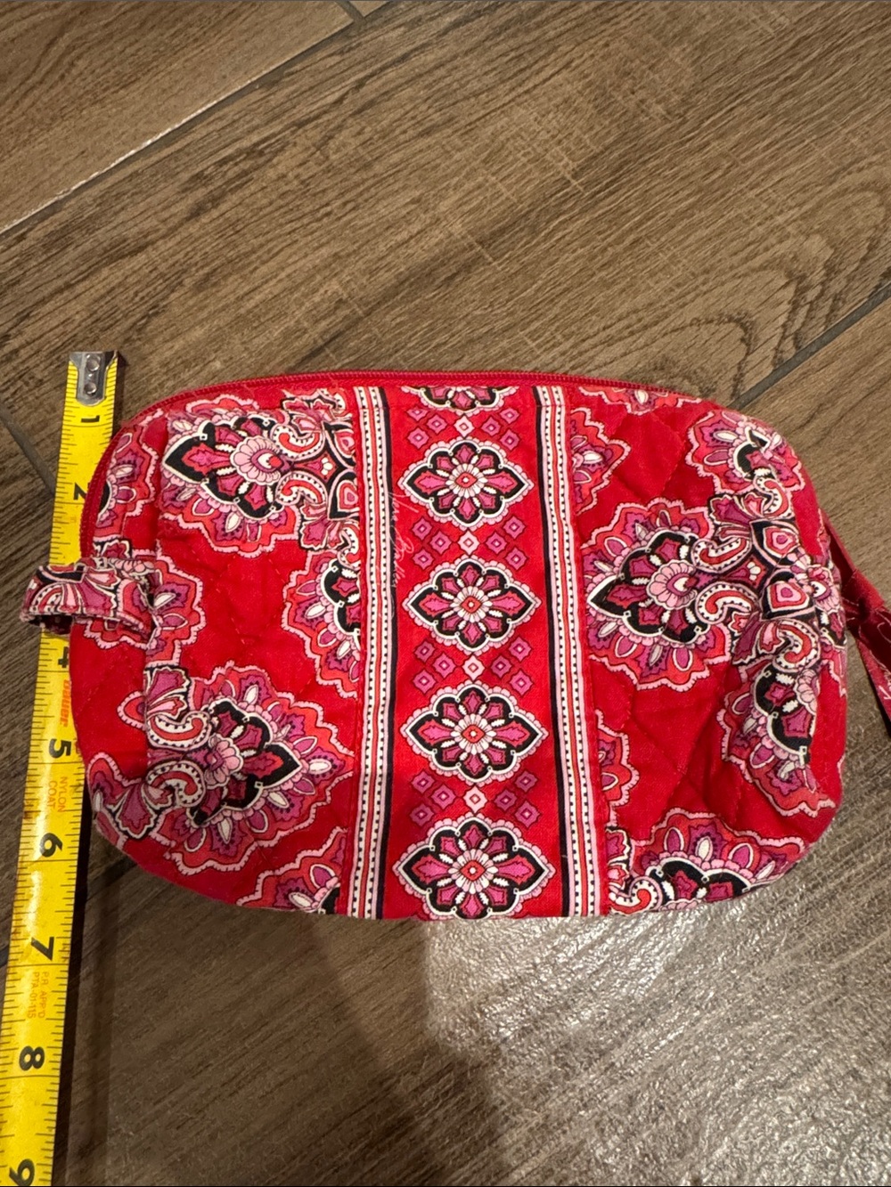 Quilted Red Floral Travel Pouch